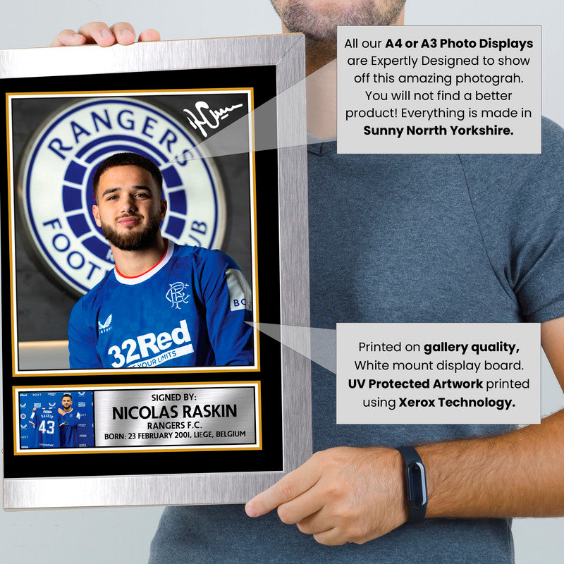 Nicolas Raskin Signed Autographed Portrait Poster Print – Rangers F.C. & Belgium Midfielder – Football Memorabilia Wall Art