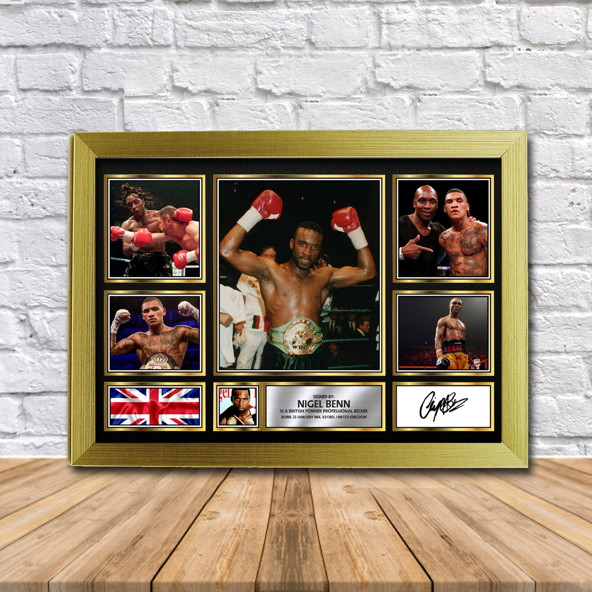Nigel Benn Boxing Gift Framed Printed Signature Star Poster Print Wall Art Gift