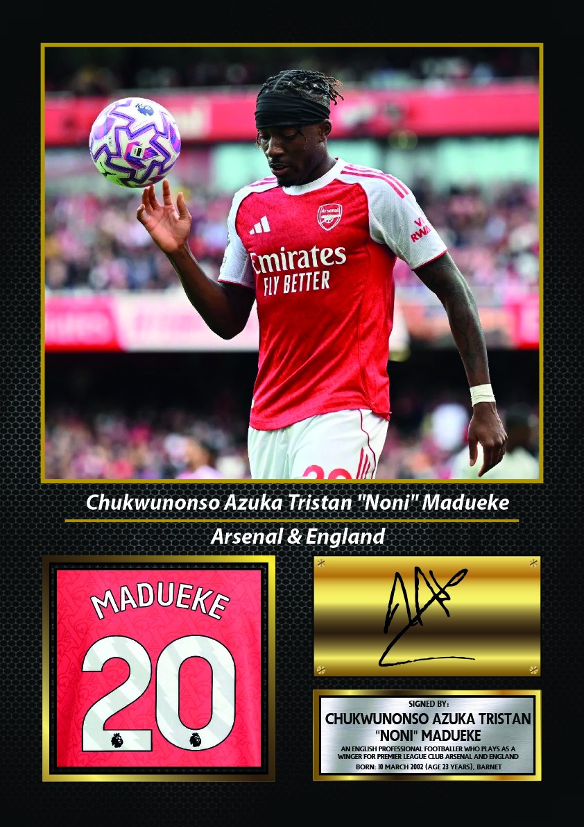 Noni Madueke Arsenal Footballer Printed Signature Print – noni Madueke printed signature poster