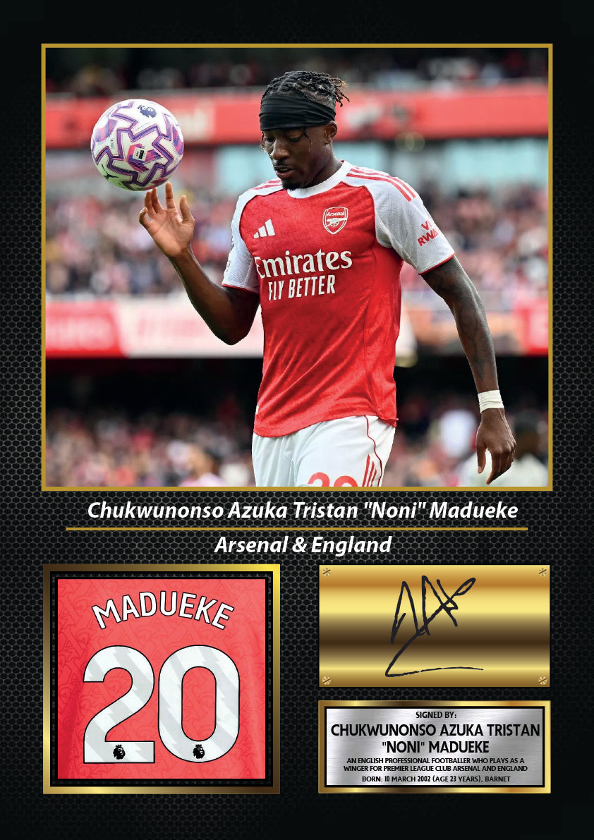 Noni Madueke Arsenal Printed Signature Poster Print – Football Wall Art – Printed Soccer Wall Art – Arsenal & England Fan Gift Decor – Noni Madueke Arsenal Printed Signature Poster Print