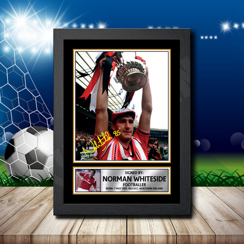 Norman Whiteside 1 Printed Signature Footballers Star Poster Print Framed Wall Art Gift – Norman Whiteside 1 Printed Signature Footballers Star Poster Print