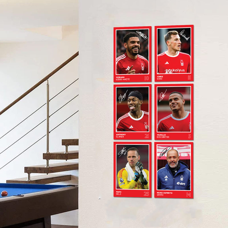 Nottingham Forest Players SIGNED A6 Poster Pack 2 - 6 Autographed Poster Print Cards (Gibbs-White, Wood, Elanga, Murillo, Sels, Santo)