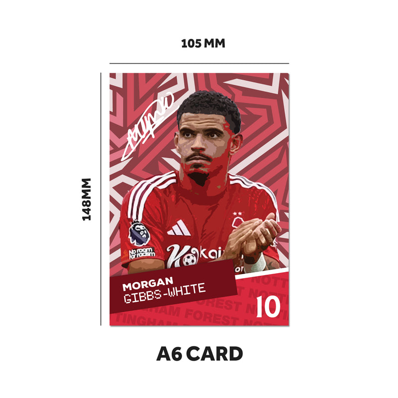 Nottingham Forest Players SIGNED A6 Poster Pack - 6 Autographed Poster Print Cards (Gibbs-White, Wood, Elanga, Murillo, Sels, Santo)