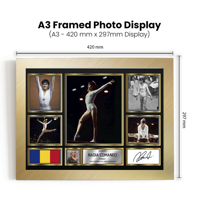 Nadia CoMAneci Olympians Framed Autographed Print - Limited Edition Autograph Fan Gift – Collectible Memorabilia Merchandise