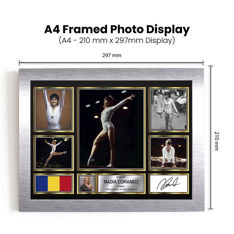 Nadia CoMAneci Olympians Framed Autographed Print - Limited Edition Autograph Fan Gift – Collectible Memorabilia Merchandise