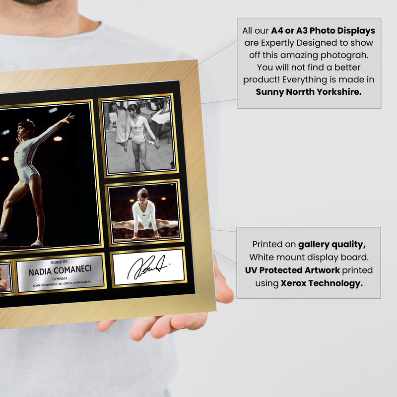 Nadia CoMAneci Olympians Framed Autographed Print - Limited Edition Autograph Fan Gift – Collectible Memorabilia Merchandise