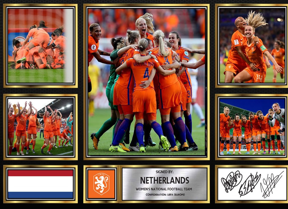 Netherland Ladies Football Teams Framed Printed Signature Print – Fan Gift – Wall Art – Netherland Ladies Football Teams Framed Printed Signature Print – A4 Poster