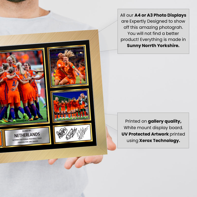 Netherland Ladies Football Teams Framed Autographed Print - Limited Edition Autograph Fan Gift – Collectible Memorabilia Merchandise