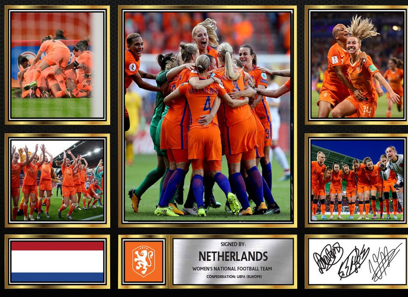 Netherland Ladies Football Teams Framed Autographed Print - Limited Edition Autograph Fan Gift – Collectible Memorabilia Merchandise