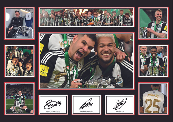 Newcastle United Champions Team 2025 Printed Signature Poster Print – Carabao Cup Victory Collage