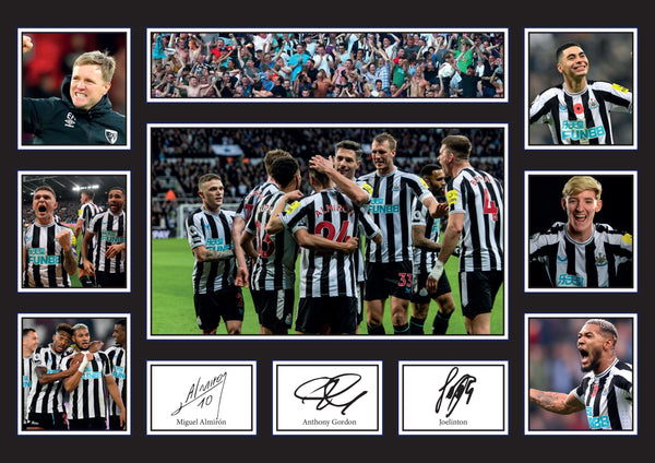 Newcastle United Premier League Football Team Framed Printed Signature Print – Fan Gift – Wall Art – Reproduction Print