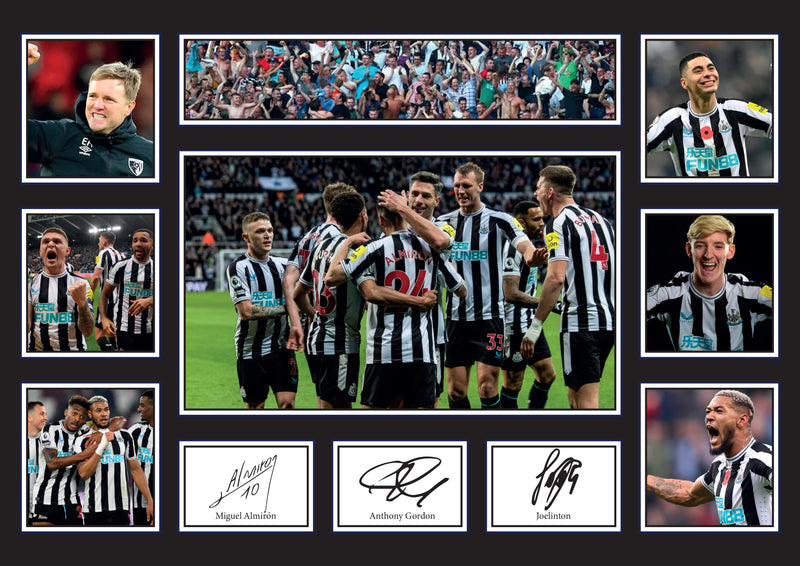 Newcastle United Premier League Football Team Framed Autographed Print - Limited Edition Autograph Fan Gift – Collectible Memorabilia Merchandise