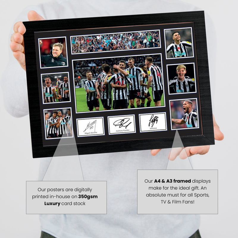 Newcastle United Premier League Football Team Framed Autographed Print - Limited Edition Autograph Fan Gift – Collectible Memorabilia Merchandise