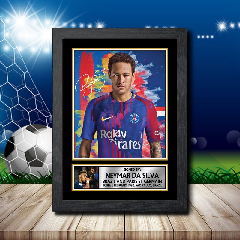 Neymar Psg 4 Printed Signature Footballers Star Poster Print Framed Wall Art Gift – Neymar Psg 4 Printed Signature Footballers Star Poster Print