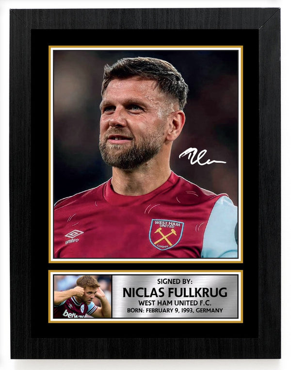 Niclas Füllkrug Printed Signature Poster Print – West Ham United F.C. – Germany Football Wall Art – Gift for Fans & Collectors