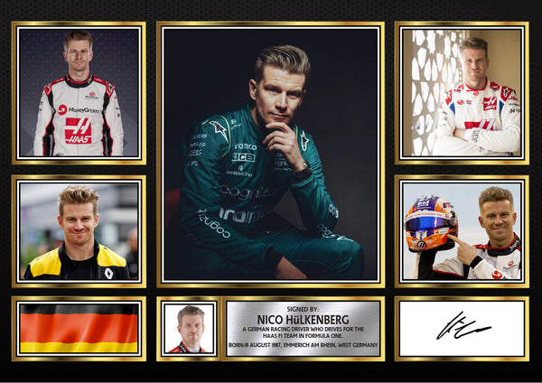 Nico Hülkenberg F1 Driver Printed Signature Gift Poster Print Artwork Display