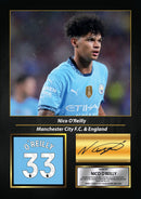Nico O'Reilly Signed Football Memorabilia – Framed Autograph Display with Manchester City & England Tribute – Collector’s Gift