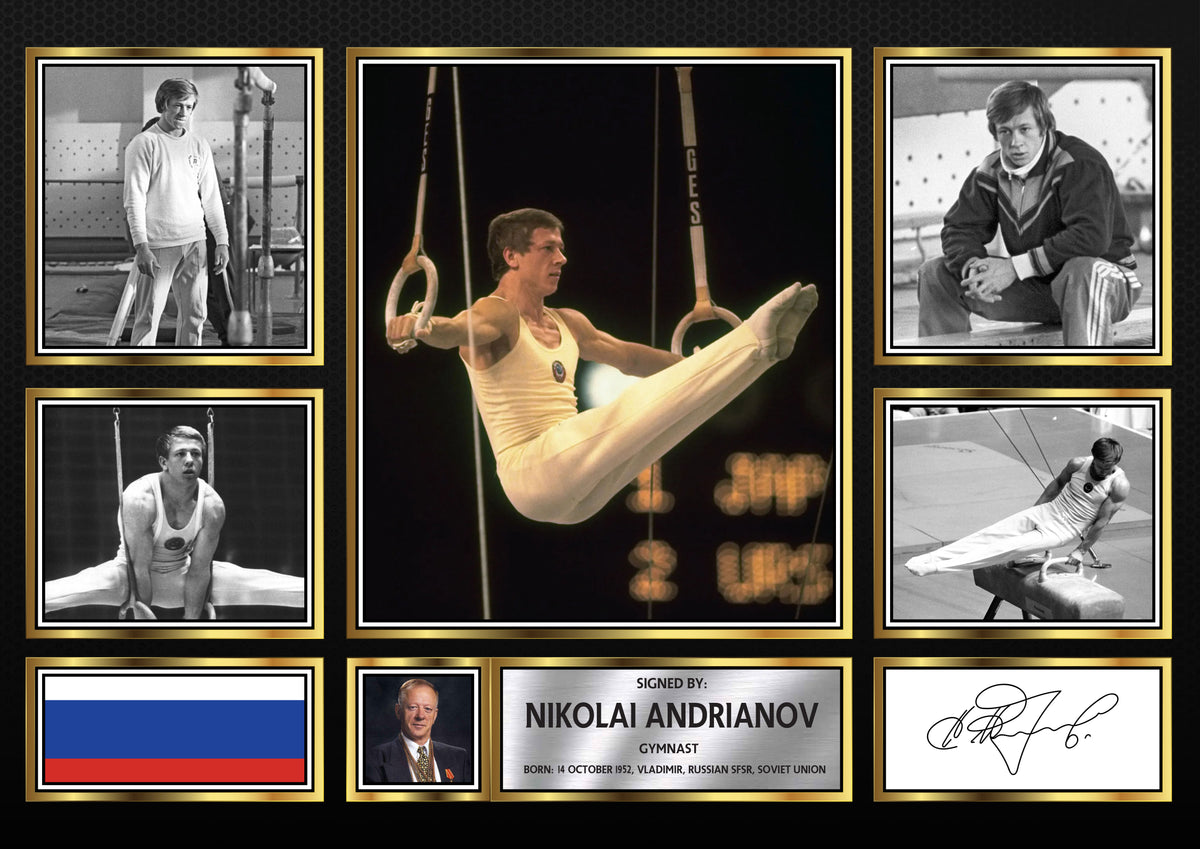 Nikolai Andrianov Olympians Framed Printed Signature Print – Fan Gift – Wall Art – Nikolai Andrianov Olympians Framed Printed Signature Print – A4 Poster