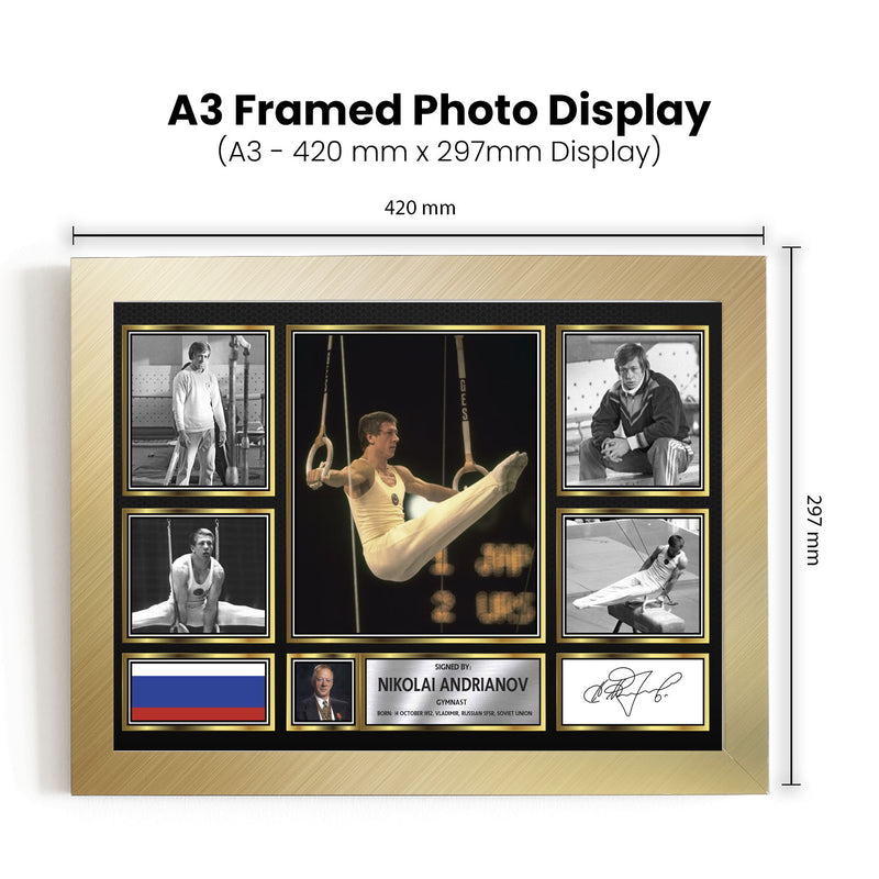 Nikolai Andrianov Olympians Framed Autographed Print - Limited Edition Autograph Fan Gift – Collectible Memorabilia Merchandise