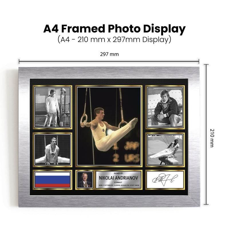 Nikolai Andrianov Olympians Framed Autographed Print - Limited Edition Autograph Fan Gift – Collectible Memorabilia Merchandise