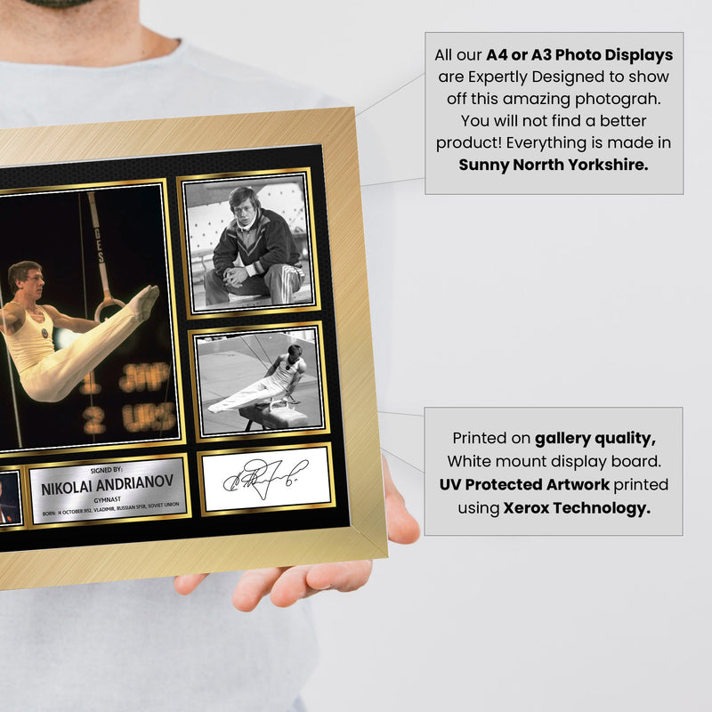 Nikolai Andrianov Olympians Framed Autographed Print - Limited Edition Autograph Fan Gift – Collectible Memorabilia Merchandise