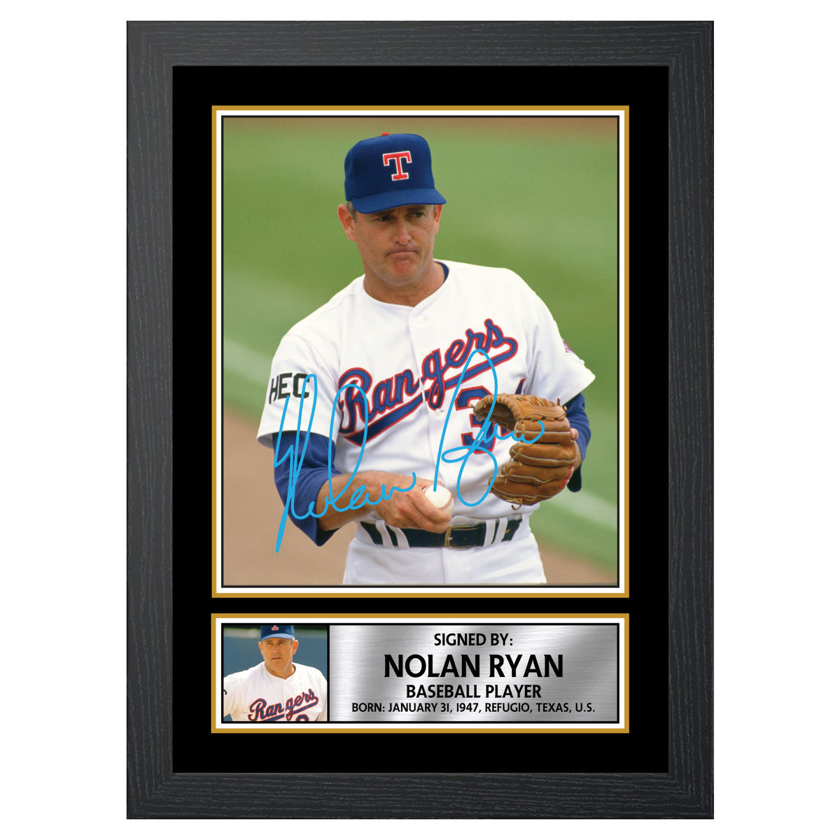 Nolan Ryan Baseball Player Printed Signature Poster Print Gift