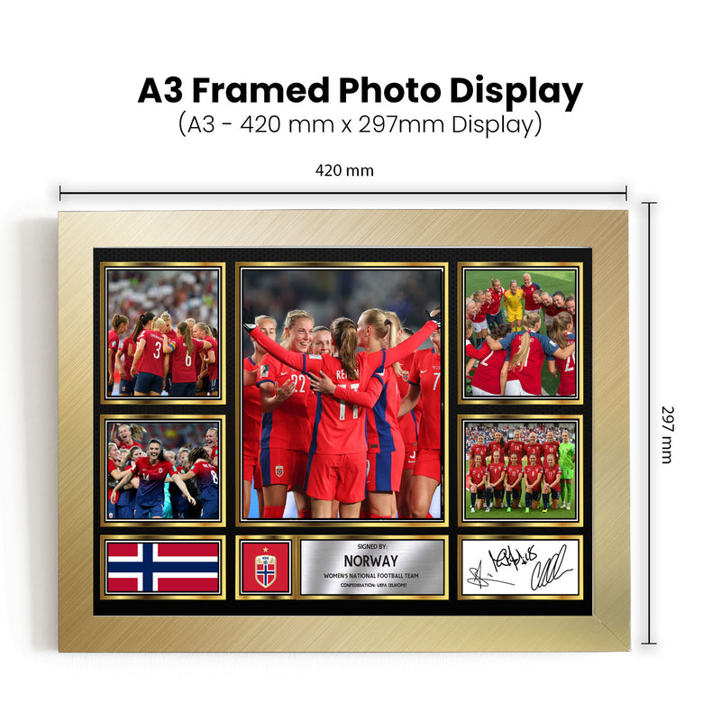 Norway Ladies Football Teams Framed Autographed Print - Limited Edition Autograph Fan Gift – Collectible Memorabilia Merchandise