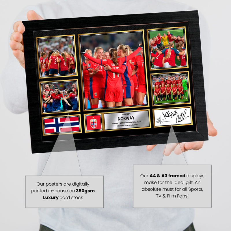 Norway Ladies Football Teams Framed Autographed Print - Limited Edition Autograph Fan Gift – Collectible Memorabilia Merchandise