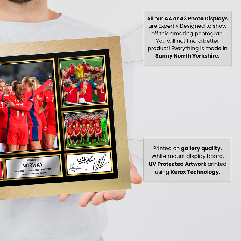 Norway Ladies Football Teams Framed Autographed Print - Limited Edition Autograph Fan Gift – Collectible Memorabilia Merchandise