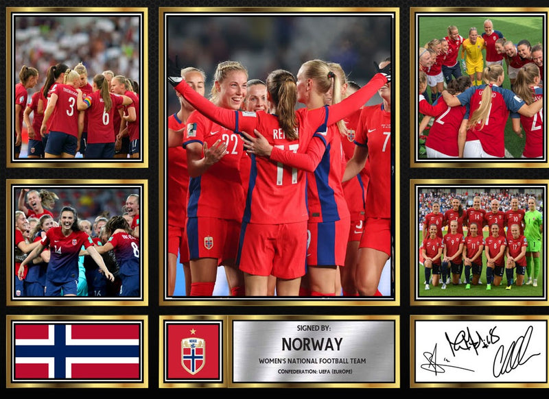 Norway Ladies Football Teams Framed Autographed Print - Limited Edition Autograph Fan Gift – Collectible Memorabilia Merchandise