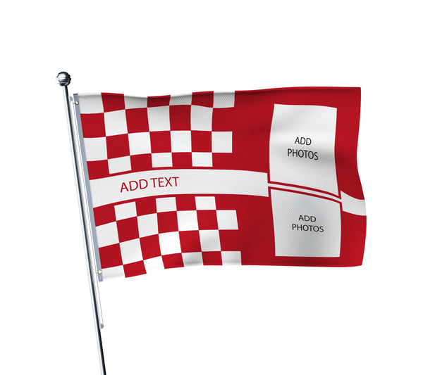 Personalised Nottingham Forest football flag in red and white, printed with custom wording
