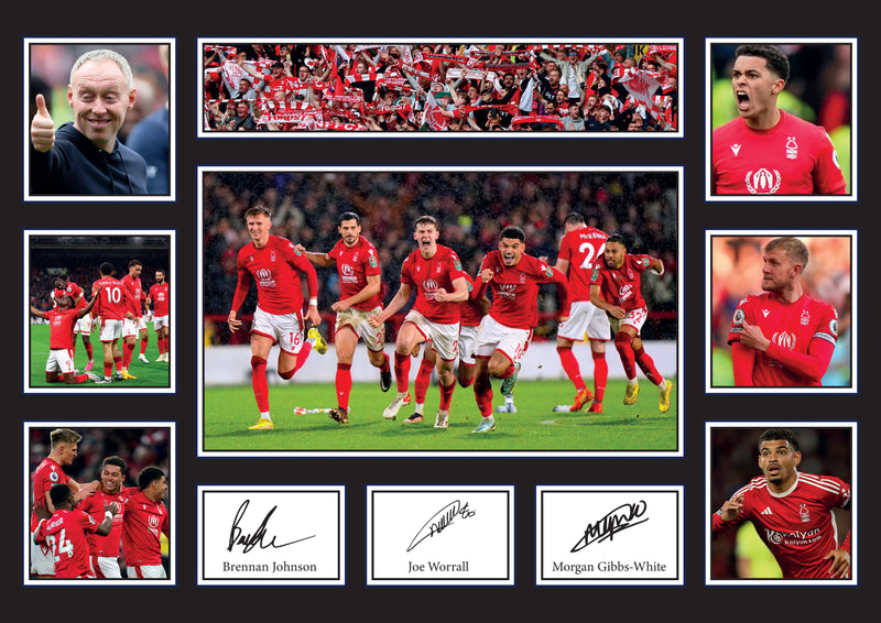 Nottingham Forest Premier League Football Team Framed Autographed Print - Limited Edition Autograph Fan Gift – Collectible Memorabilia Merchandise