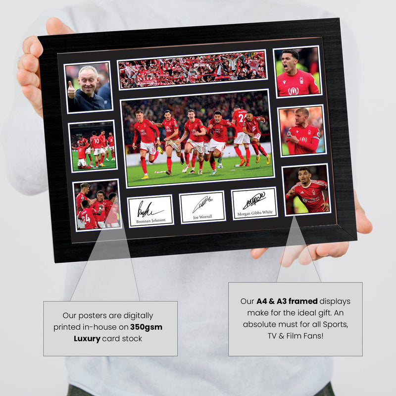 Nottingham Forest Premier League Football Team Framed Autographed Print - Limited Edition Autograph Fan Gift – Collectible Memorabilia Merchandise