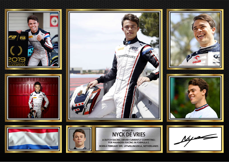 Nyck de Vries F1 Driver Limited Edition Signed Gift Poster Print Artwork Display