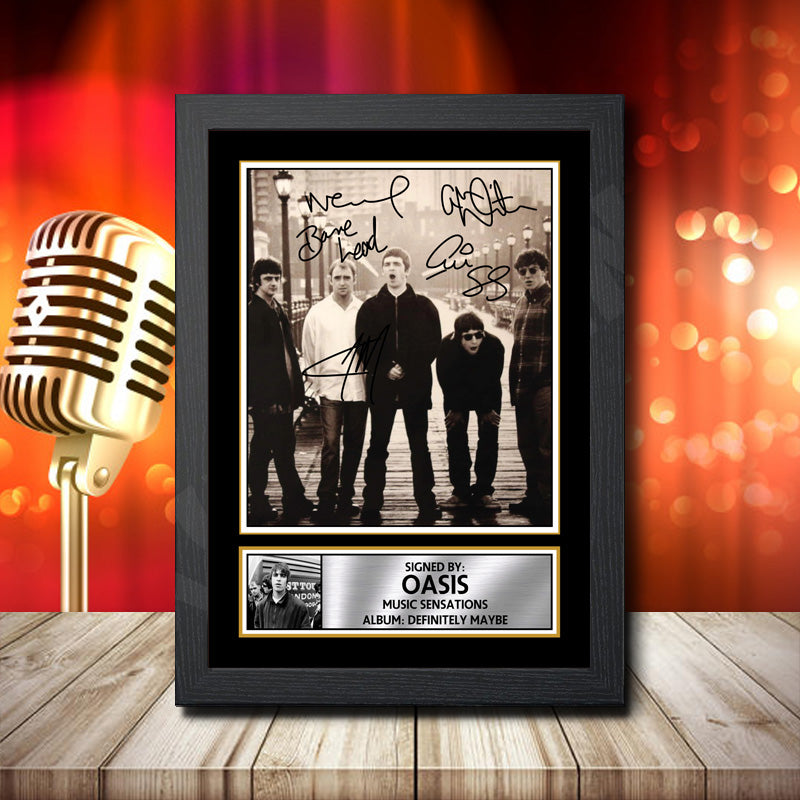 Oasis Definitely Maybe 1 Printed Signature Music Star Poster Print Framed Wall Art Gift – Oasis Definitely Maybe 1 Printed Signature Music Star Poster Print