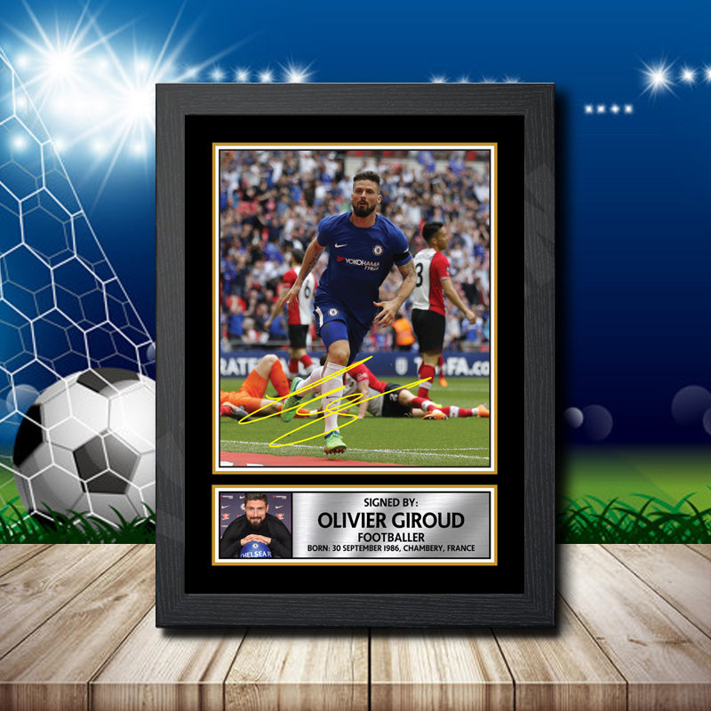 Olivier Giroud 2 Printed Signature Footballers Star Poster Print Framed Wall Art Gift – Olivier Giroud 2 Printed Signature Footballers Star Poster Print