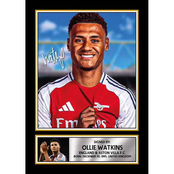 Ollie Watkins Printed Signature Portrait Poster Print – England & Aston Villa F.C. Striker – Football Wall Art Wall Art for Fans & Collectors