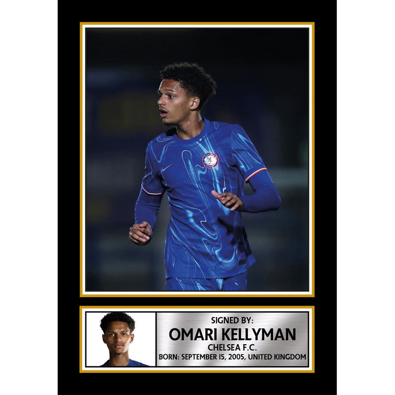 Omari Kellyman Printed Signature Poster Print – Chelsea FC Tribute Wall Art with Signature & Action Pose – Omari Kellyman Printed Signature Poster Print