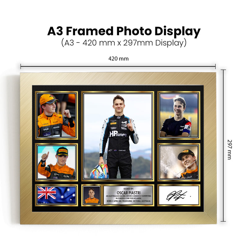 Oscar Piastri F1 Driver Limited Edition Signed Gift Poster Print Artwork Display