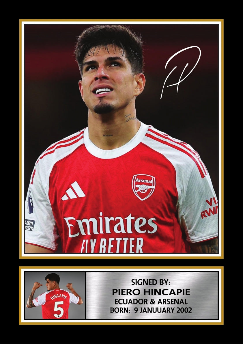 Piero Hincapie Arsenal Footballer Printed Signature Print – piero Hincapie printed signature poster