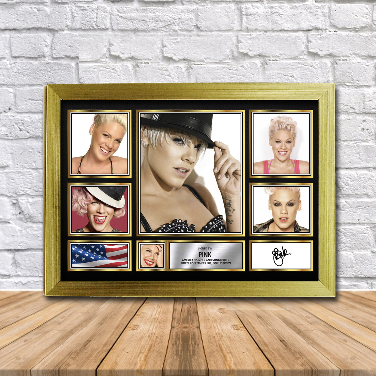 Pink Music Gift Framed Printed Signature Star Poster Print Wall Art Gift