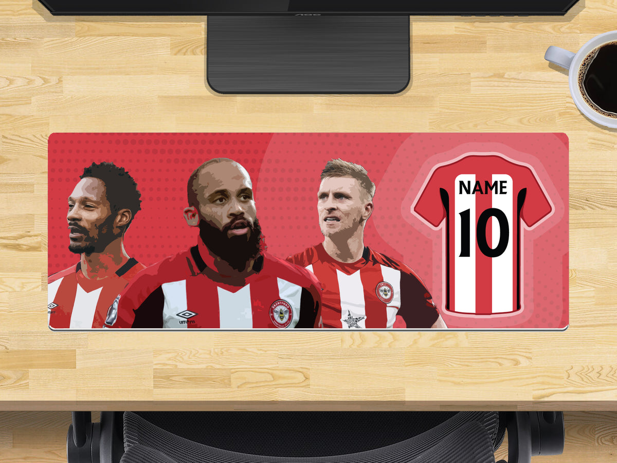 Personalised Brentford Extra Large Mouse Mat (800mm x 300mm) - PINNOCK, MEE, MBUEMO – Personalised Brentford Extra Large Mouse Mat 800mm X 300mm - Pinnock, Mee