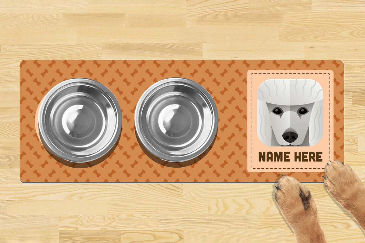 Personalised Dog Breed Dog Bowl Mat 880mm x 300mm2 Bowl Design - POODLE