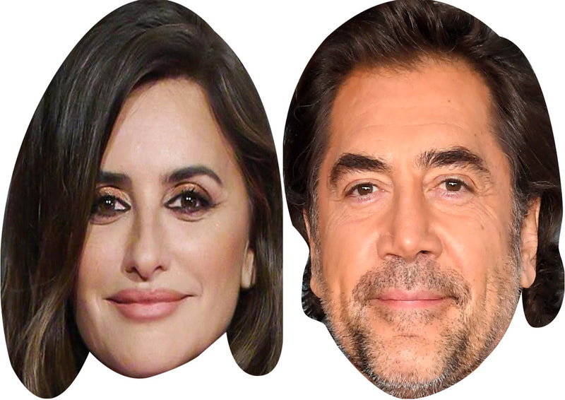 Penélope Cruz and Javier Bardem Celebrity Couple Face Mask Fancy Dress - High-Quality Cardboard Masks for Any Occasion