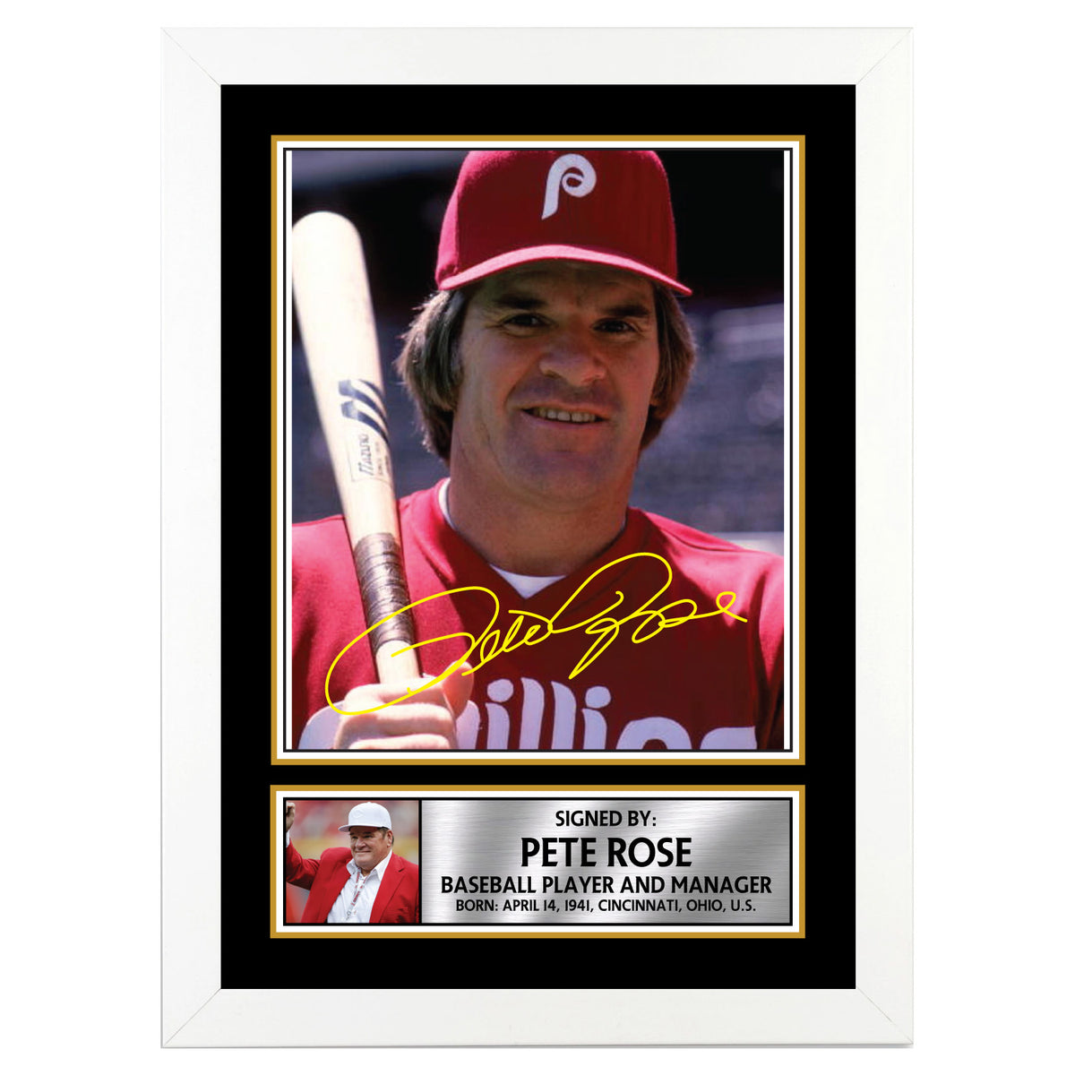 Pete Rose 2 Baseball Player Printed Signature Poster Print Gift