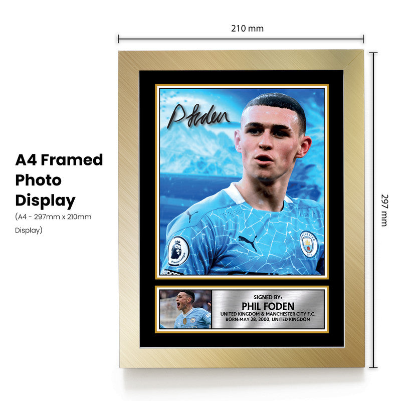 Phil Foden Signed Autographed Portrait Poster Print – Manchester City & England Football Memorabilia Wall Art for Fans & Collectors