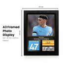 Phil Foden Printed Signed Poster – Manchester City FC & England Midfielder Tribute Wall Art with Jersey & Bio Plaque – Premier League Football Memorabilia for Fans & Collectors