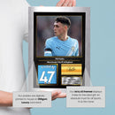 Phil Foden Printed Signed Poster – Manchester City FC & England Midfielder Tribute Wall Art with Jersey & Bio Plaque – Premier League Football Memorabilia for Fans & Collectors