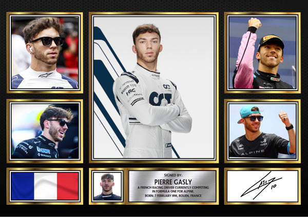 Pierre Gasly F1 Driver Printed Signature Gift Poster Print Artwork Display