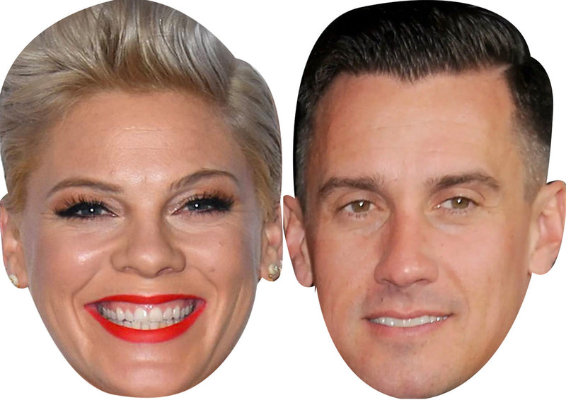 Pink and Carey Hart Celebrity Couple Face Mask Fancy Dress - High-Quality Cardboard Masks for Any Occasion